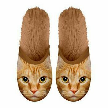 Chaussons Chat roux fond marron