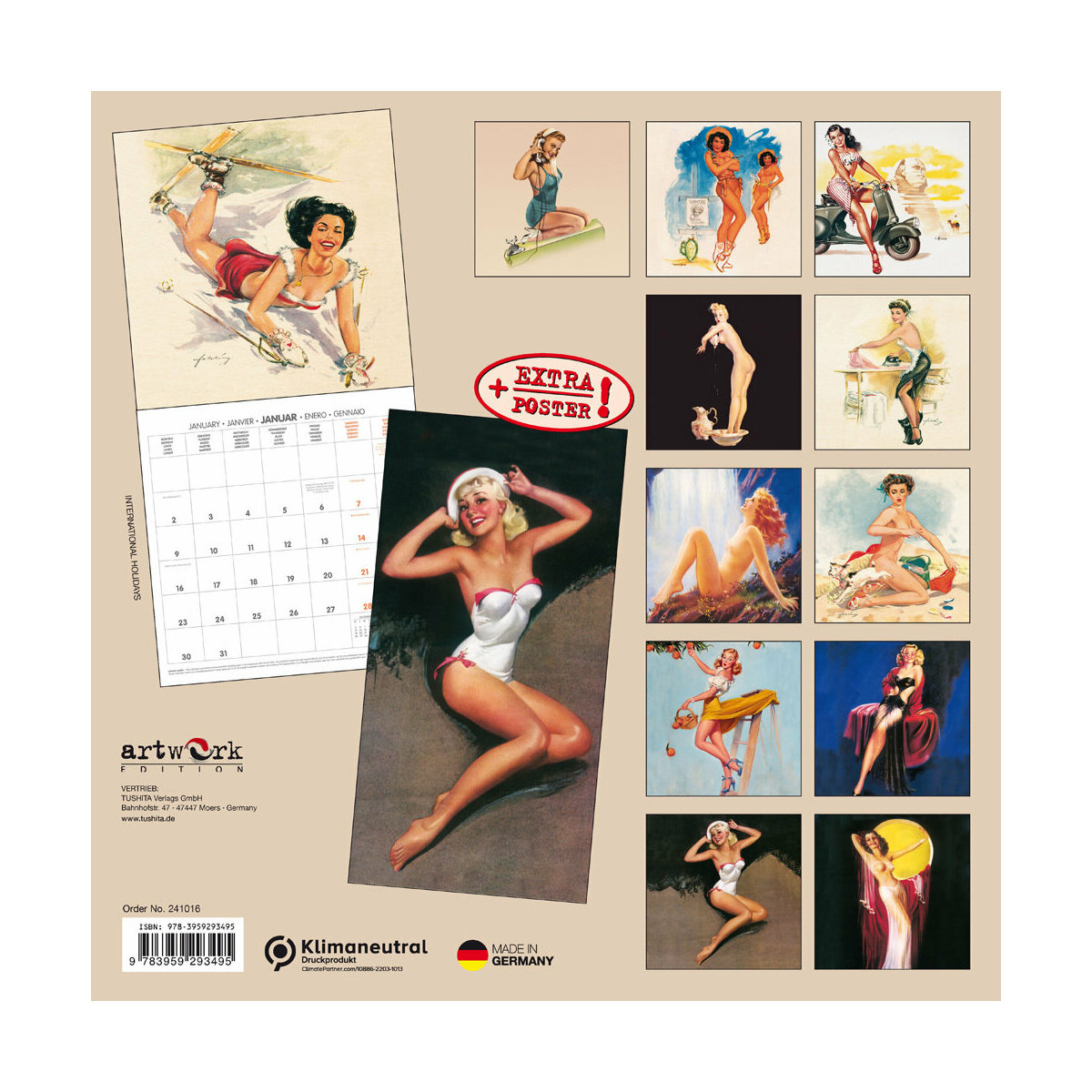 Calendrier 2024 Style rétro des années 1950 Real Pin Up Girls 14