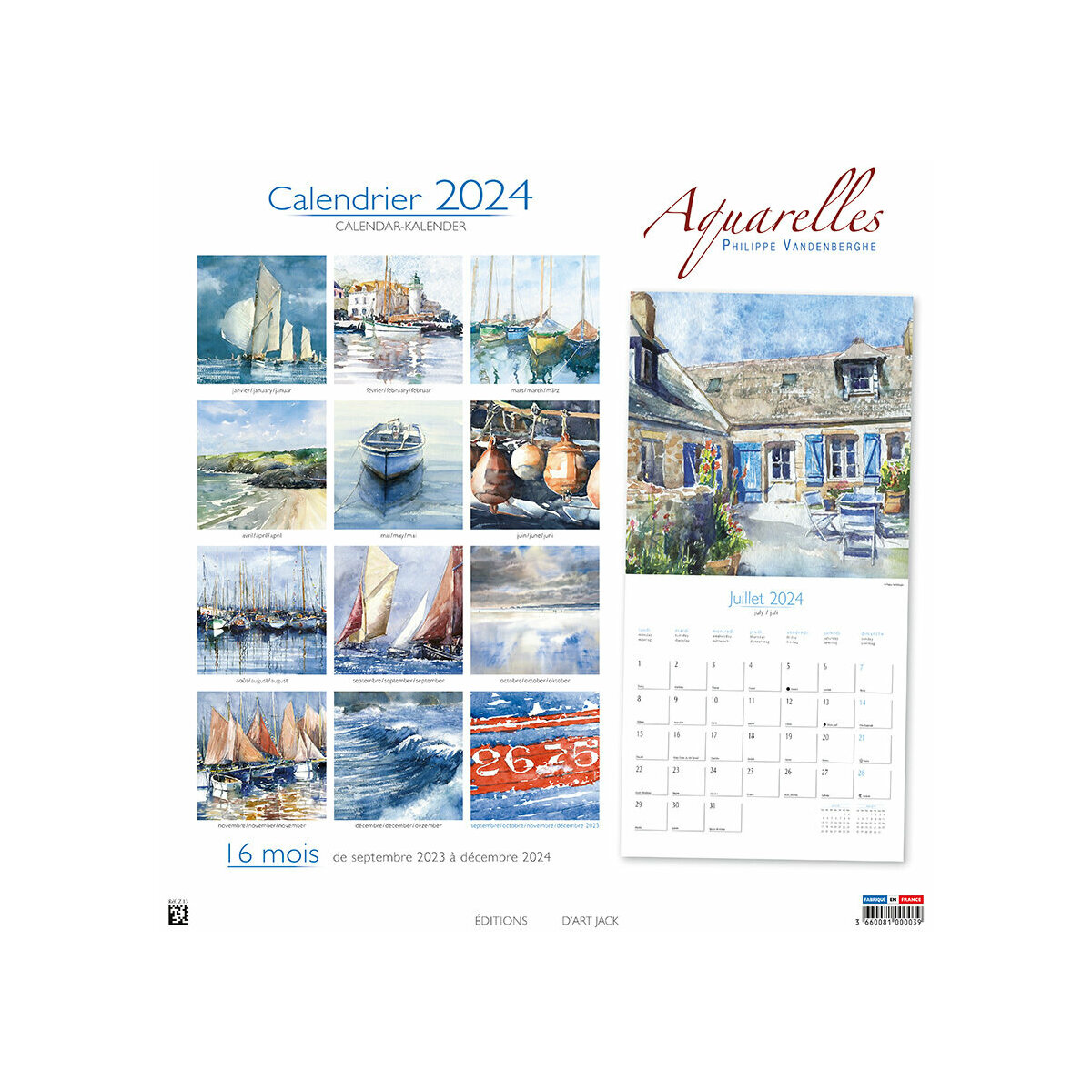 calendrier Aquarelle Mer - Phlippe Vanderbergue 2024