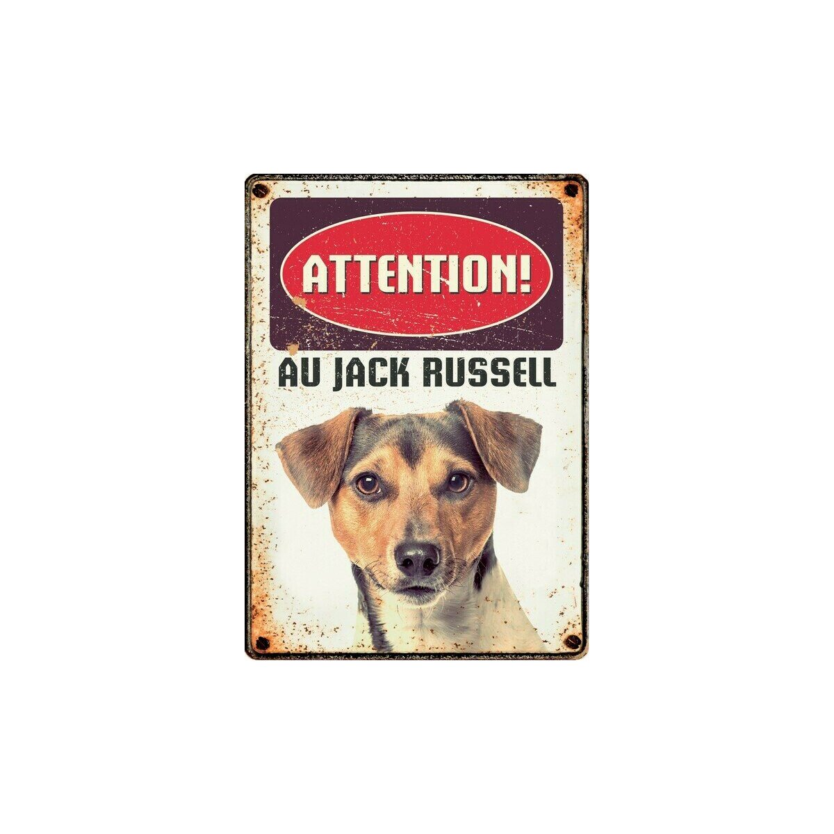 Jack Russell Fauve, Plaque "Attention Au Chien, Interdit Sans Autorisation