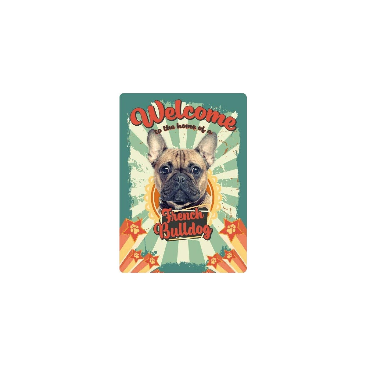 Plaque Métal Vintage 'Area Patrolled By Dog' - Bouledogue Français, 20x30 Cm - Décoration Murale Extérieur/intérieur