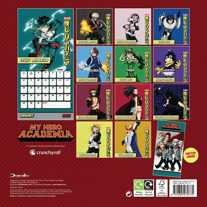 Calendrier 2024 Manga My Hero Academia