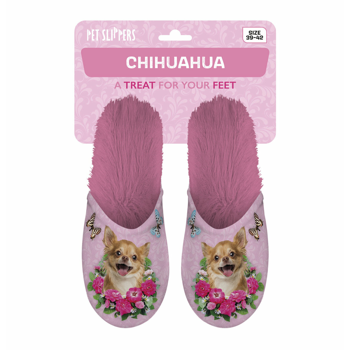 Chaussons Confortables avec Motif Félin avec Chihuahua avec Fleurs