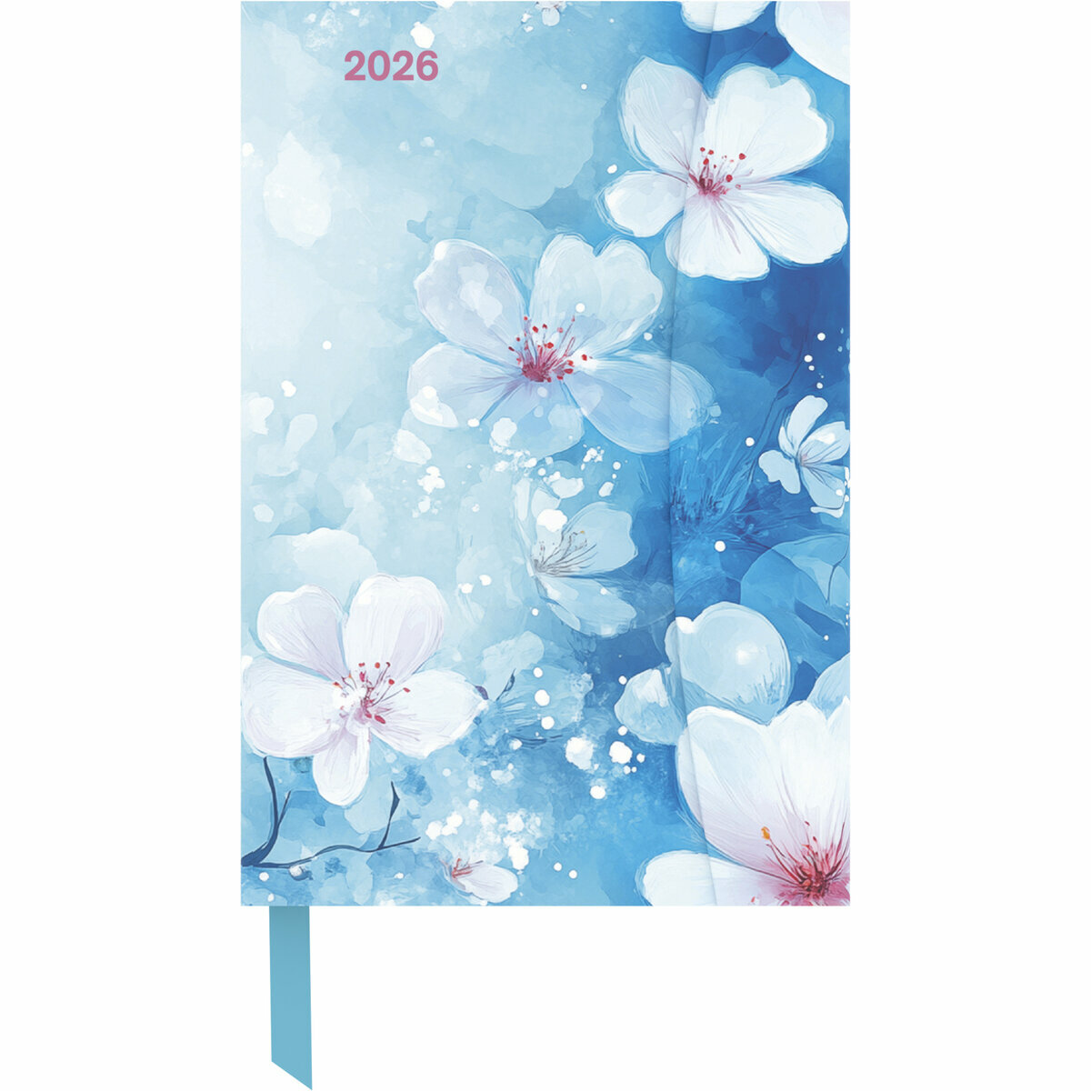 Agenda 2026 Semainier A5 – Couverture Rigide Fleurs Aquarelles, Spirales, Fermeture Élastique