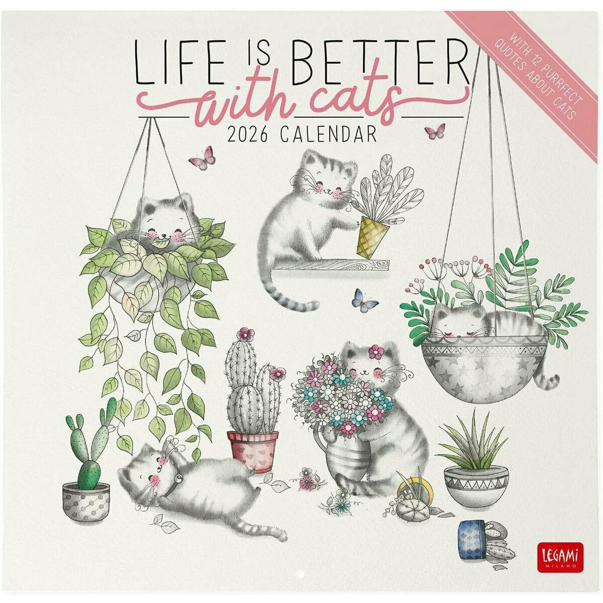 Calendrier Mural Chat 2025 - 16 Mois Avec Photos - 30x30cm - Espace Notes
