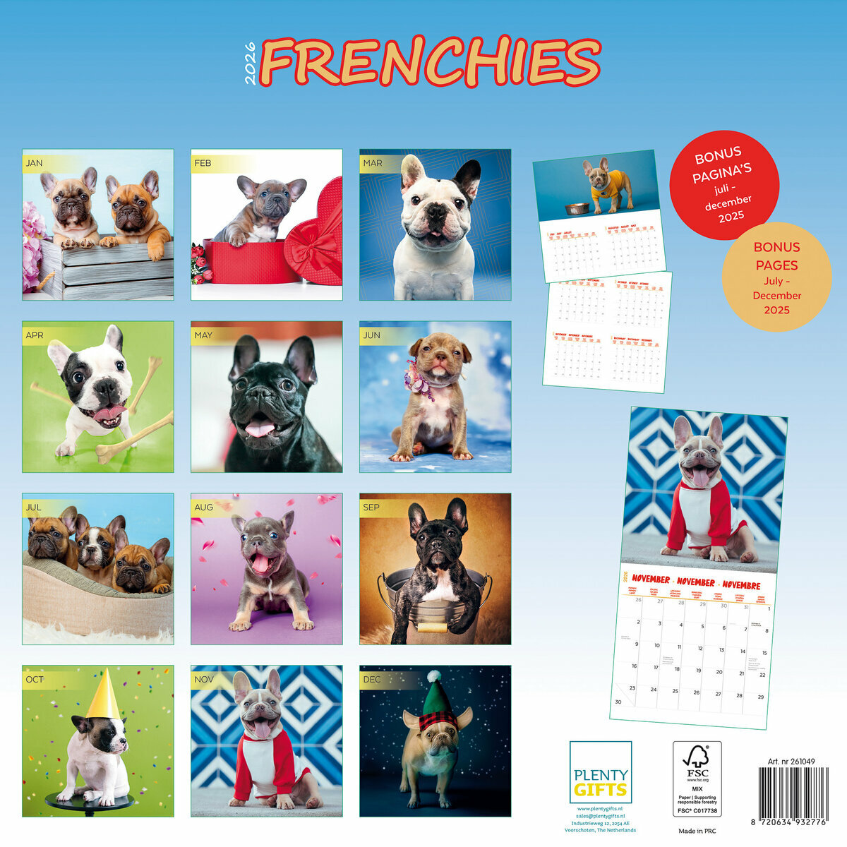 Calendrier De L'Avent Bouledogue Français 2025 - Compte à Rebours De Noël Décoratif Avec Figurines