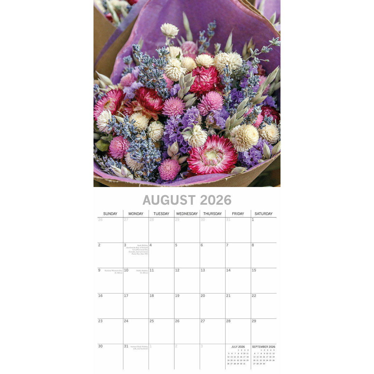 Calendrier Mural 2026 Exacompta - Illustrations Aquarelle Fleurs - 7 Mois Par Face - Format 43 X 33,5 Cm - Déco Bureau Ou Maison