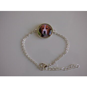 Bijoux bracelet fantaisie photo Beagle - cabochon rond verre 