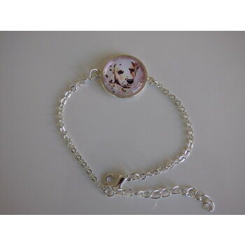 Bijoux bracelet fantaisie photo Dalmatien - cabochon rond verre 