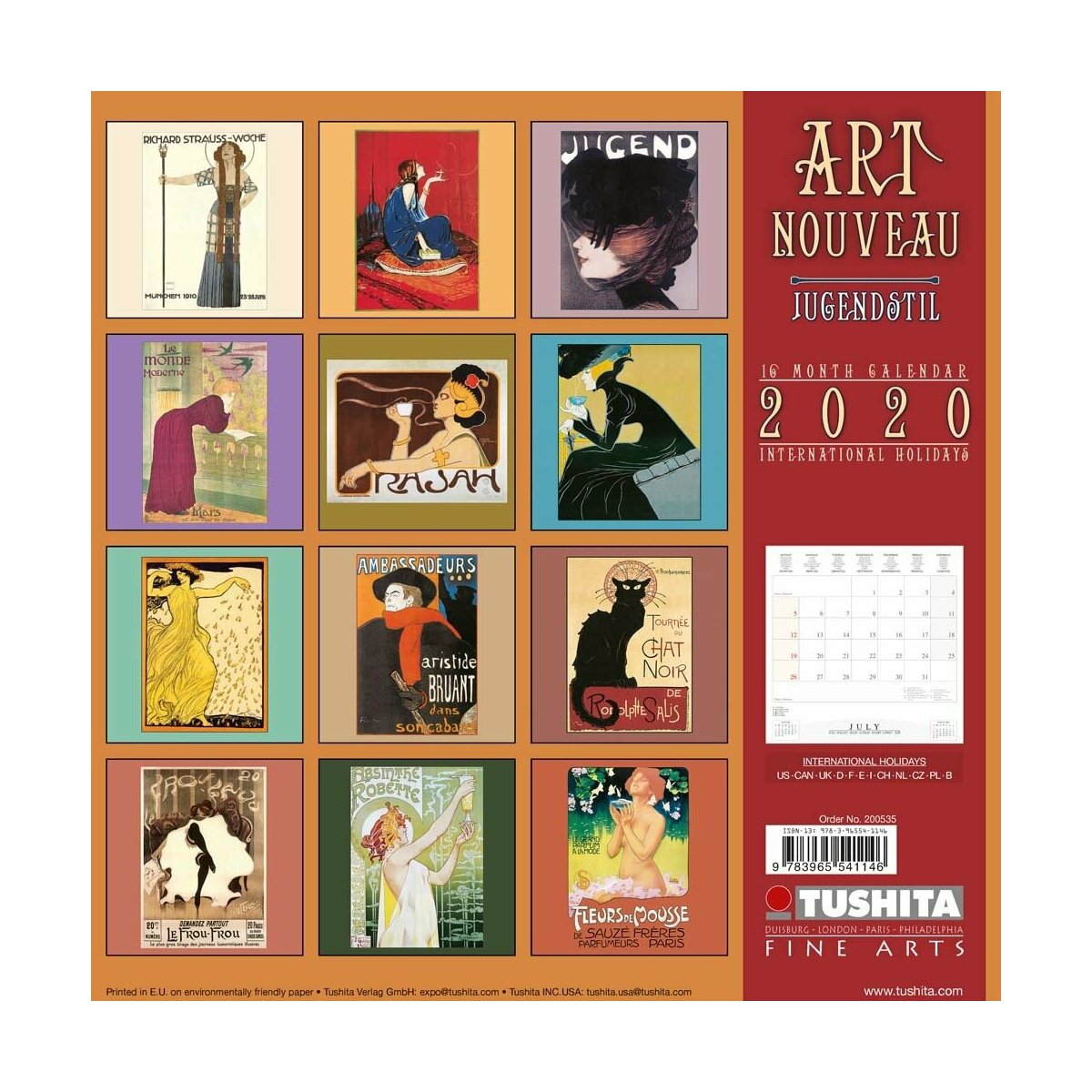 Calendrier 2020 Art nouveau