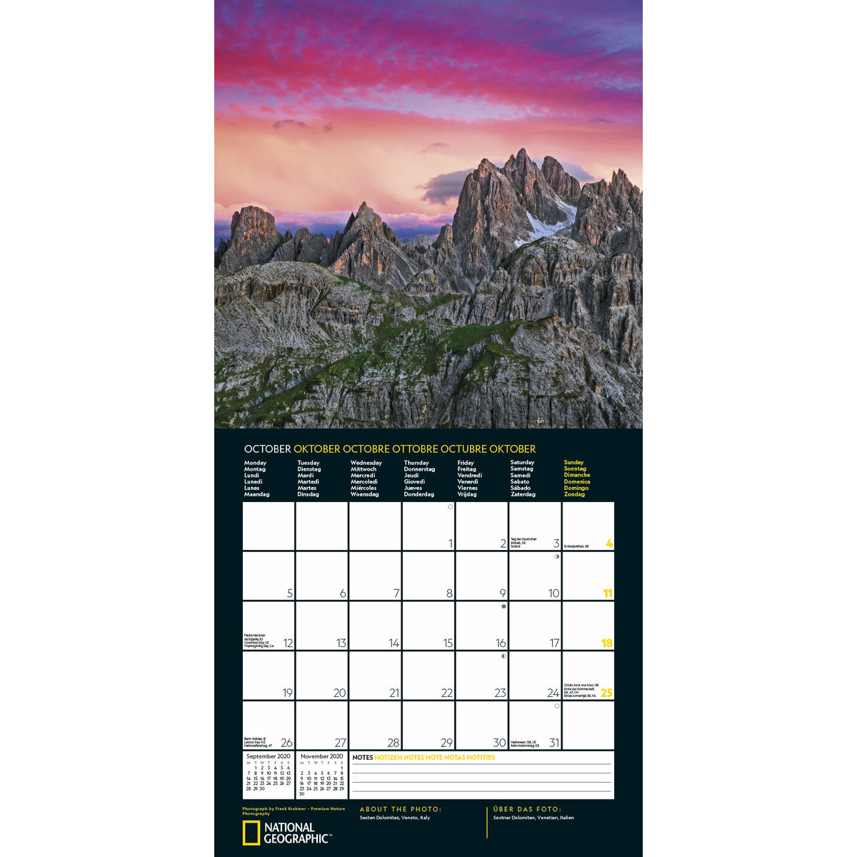 Calendrier 2020 National Geographic Couché De Soleil