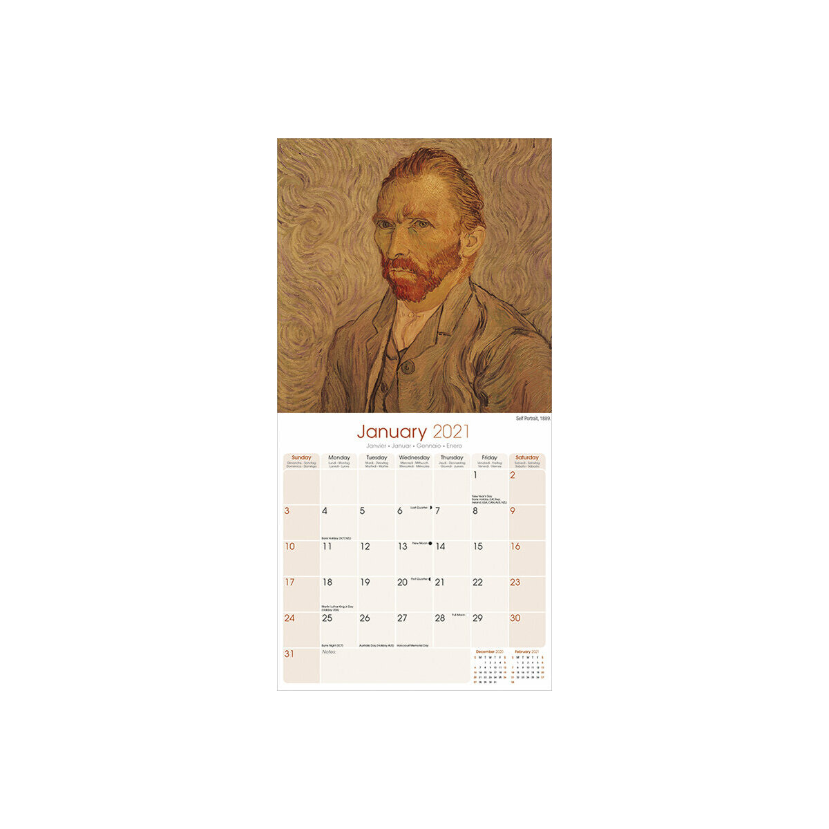 Calendrier 2021 Vincent Van Gogh