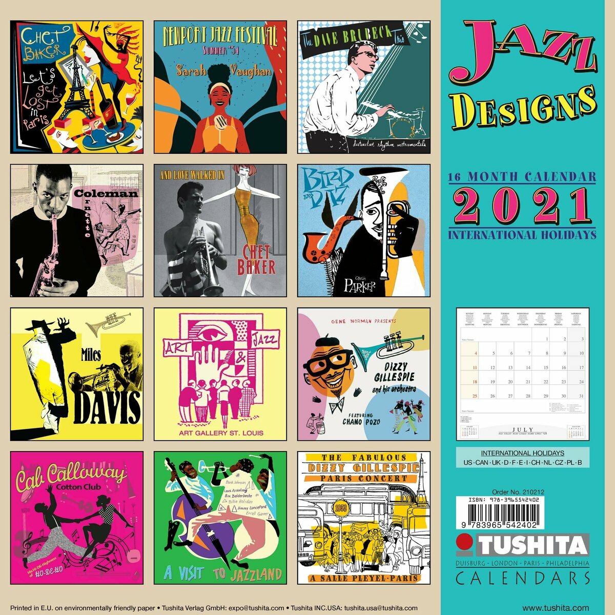 Calendrier 2021 Affiche Jazz Vintage