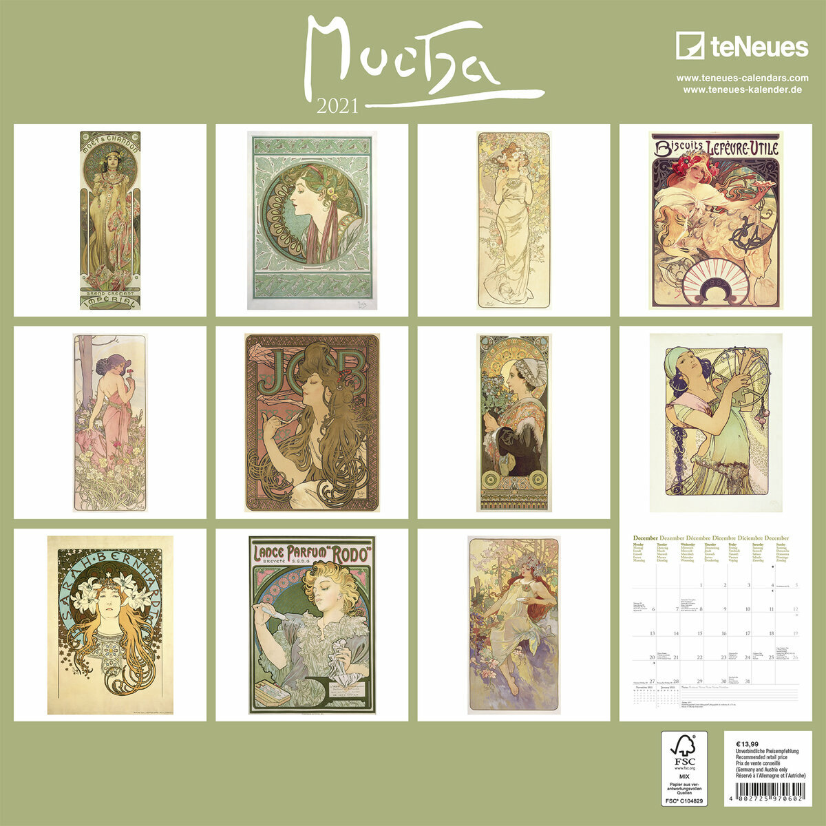 Calendrier 2021 Alphonse Mucha