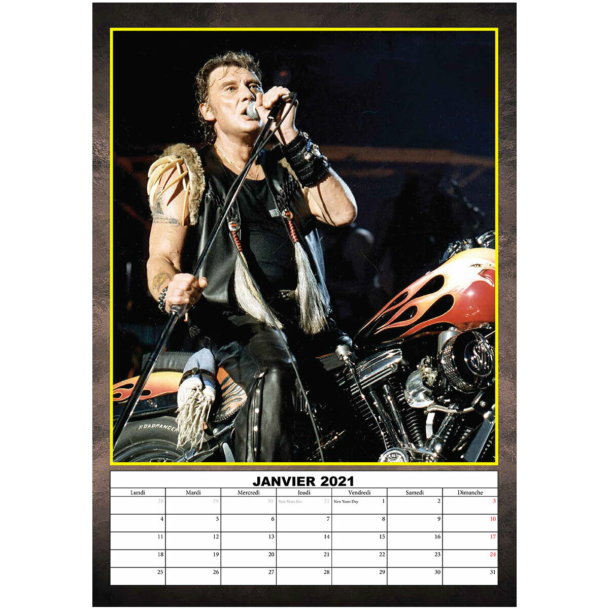 Calendrier 2021 Johnny Hallyday Format A3