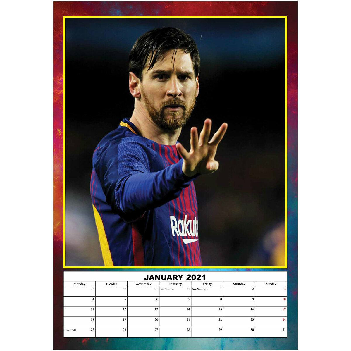 Calendrier Fc Barcelone 2021 2022 Calendrier 2021 Lionel Messi format A3