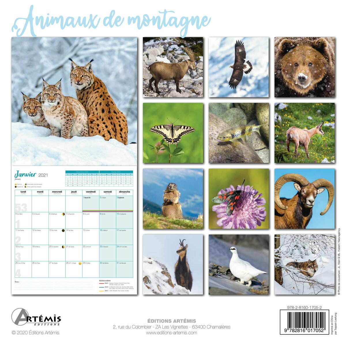 Calendrier 2021 Animaux De Montagne calendrier animaux 2021
