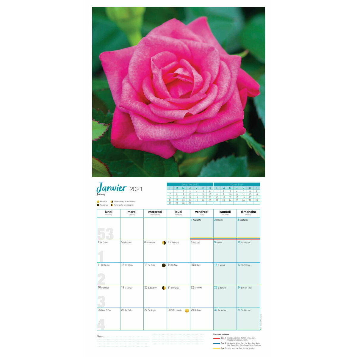 Calendrier 2021 Roses Sublimes