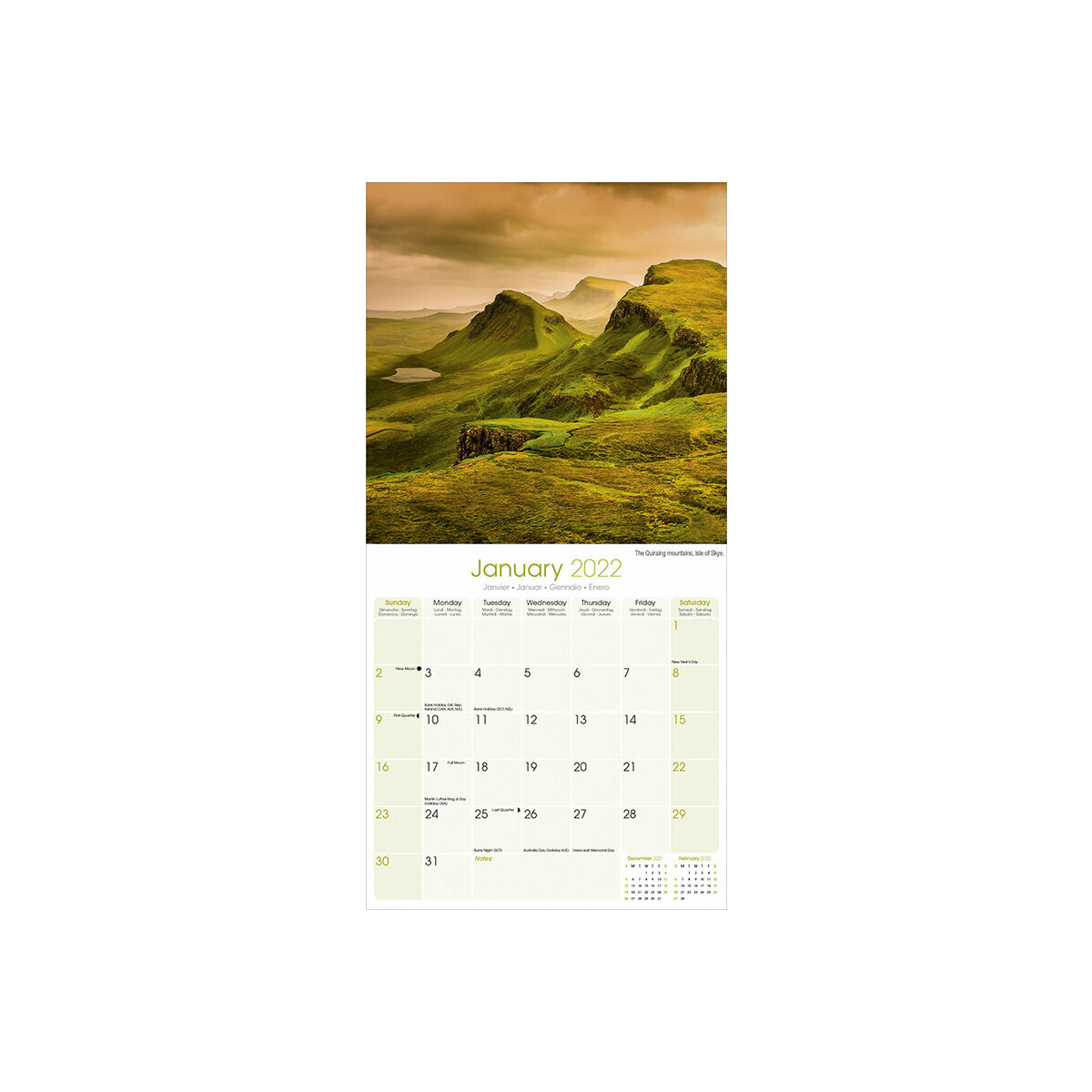 Calendrier 2022 Ecosse