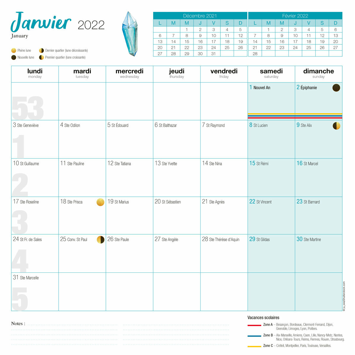 Calendrier 2022 Cristaux Calendrier 2022 Cristaux