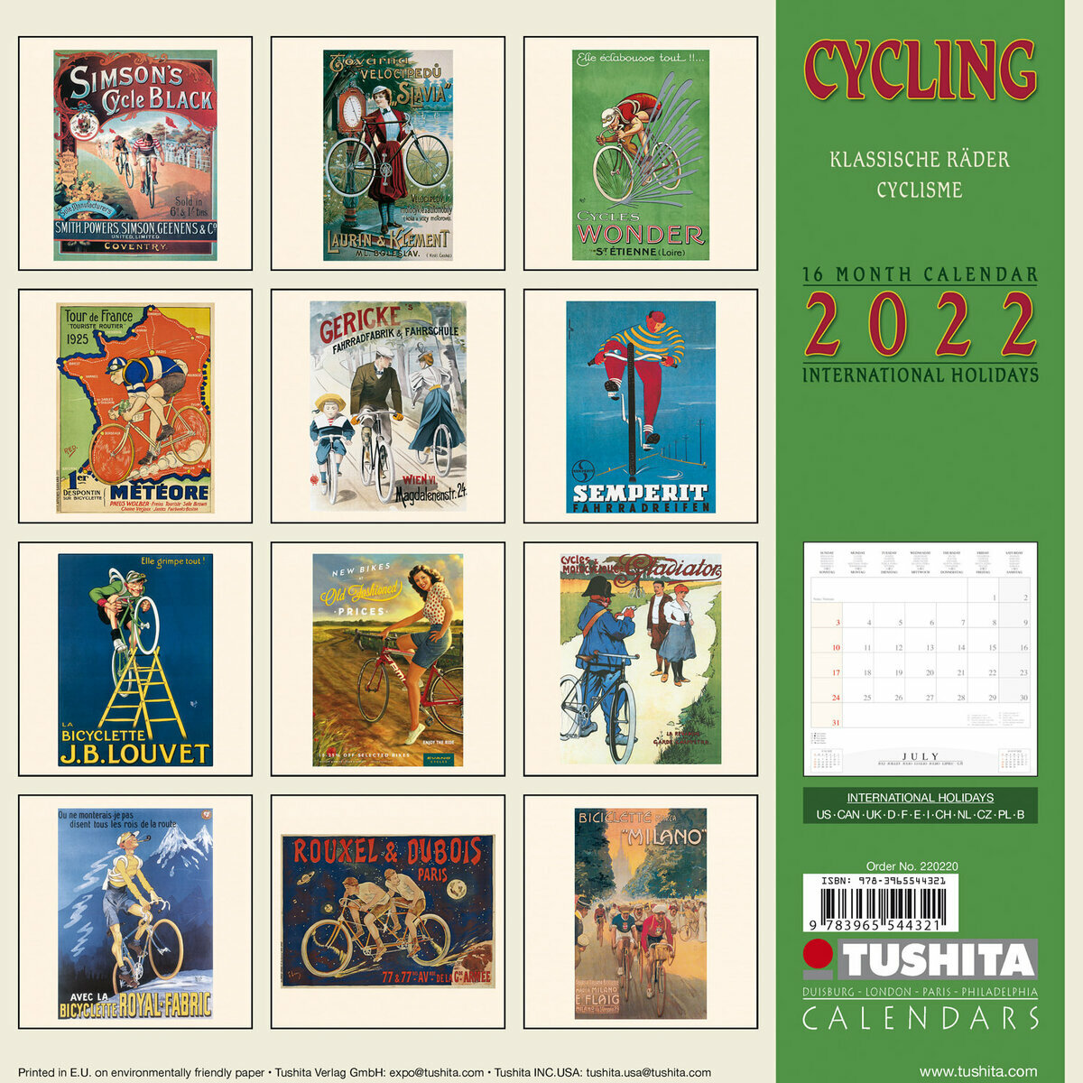  Calendrier  2022  Affiche retro cyclisme