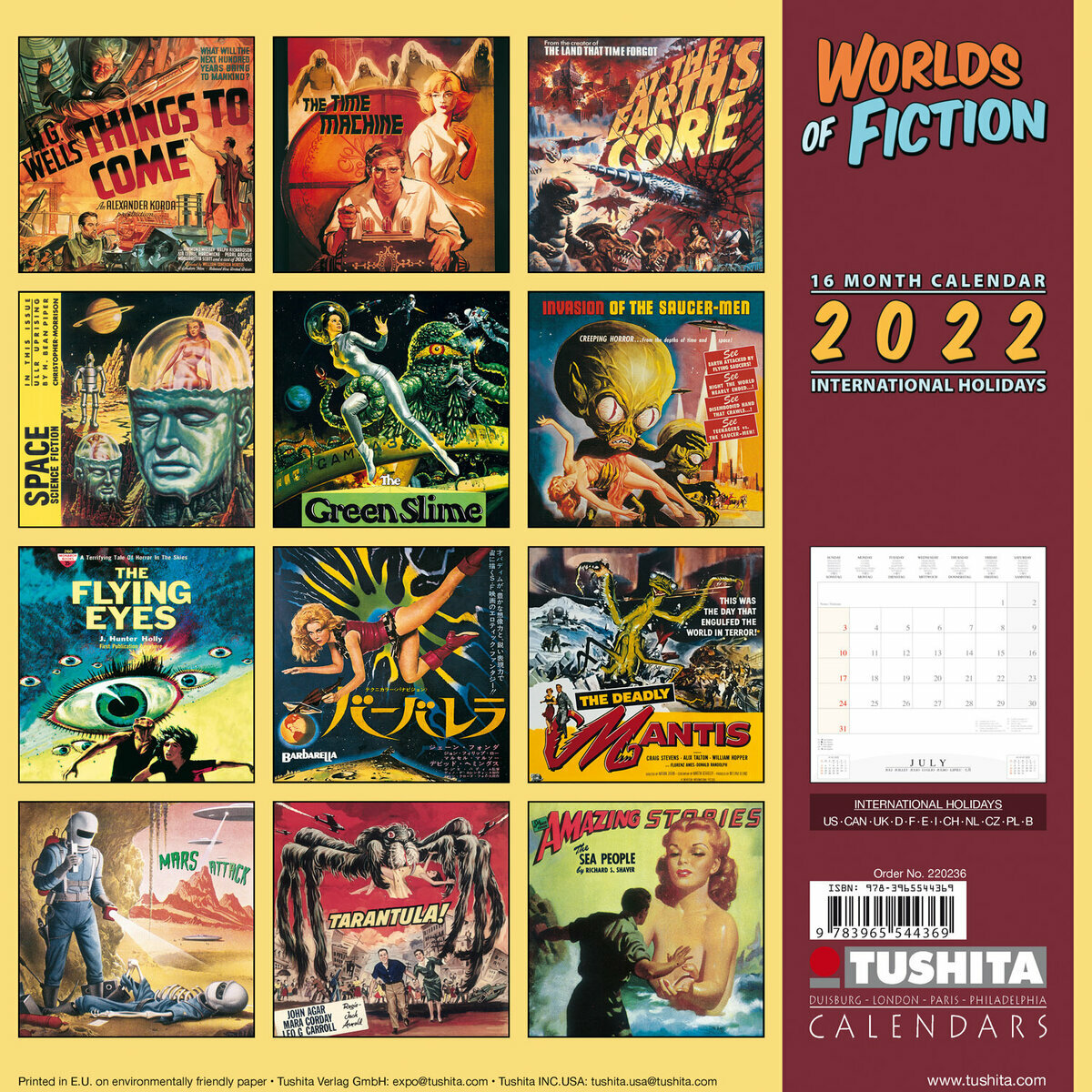  Calendrier  2022  Affiche vintage  film science fiction