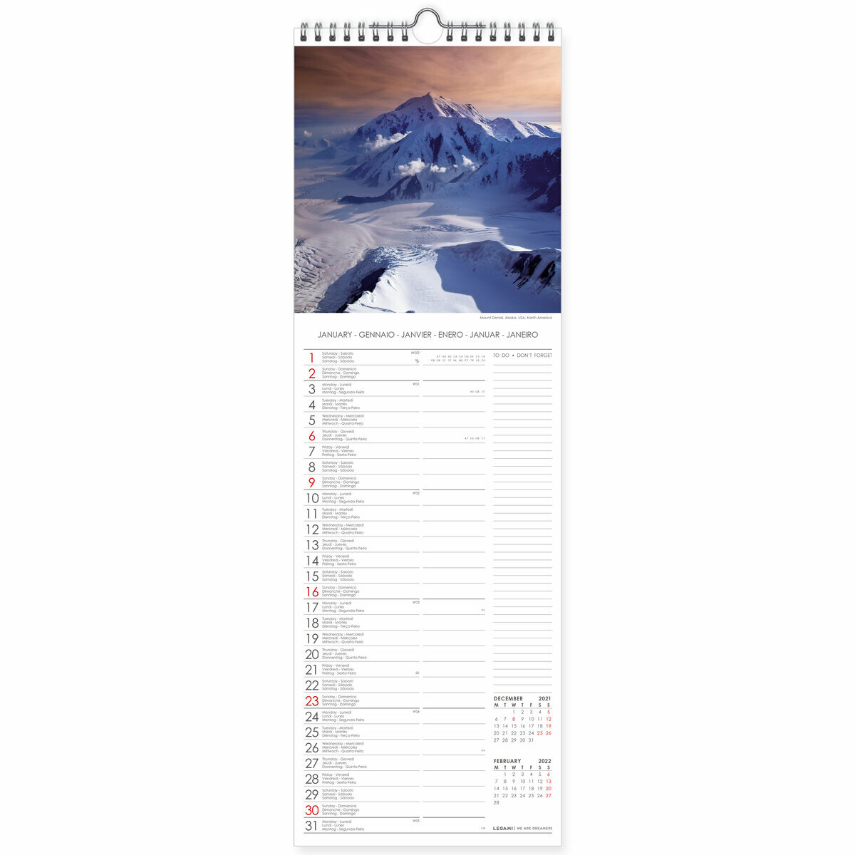 Calendrier slim 2022 Montagne