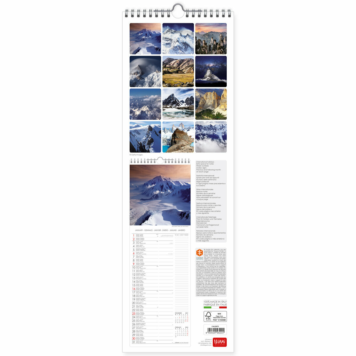 Calendrier slim 2022 Montagne