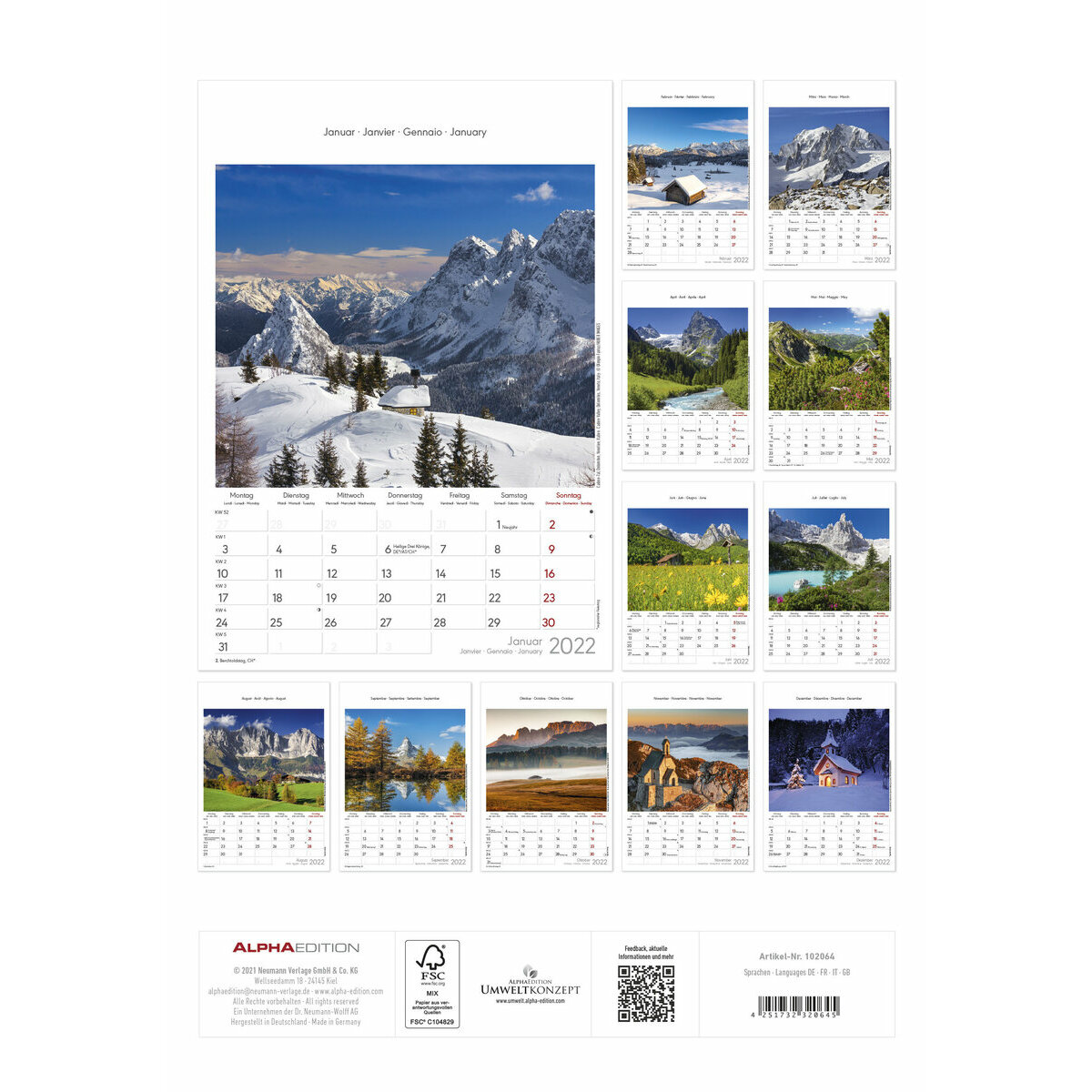 Maxi Calendrier 2022 Montagne Alpes