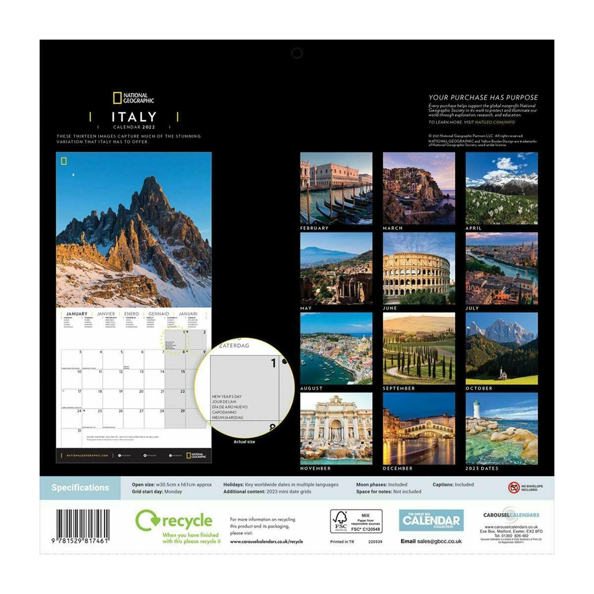 Geo Calendrier 2023 Calendrier 2022 Italie National Geographic