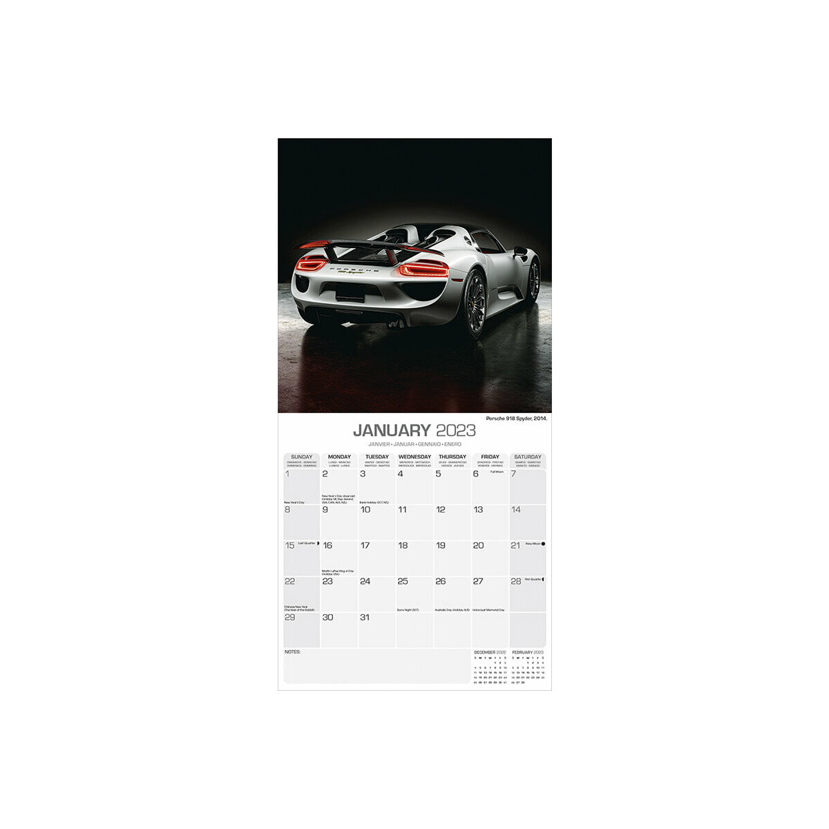 Calendrier 2023 Porsche