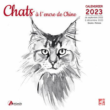 Calendrier 2023 Dessin chat encre de chine