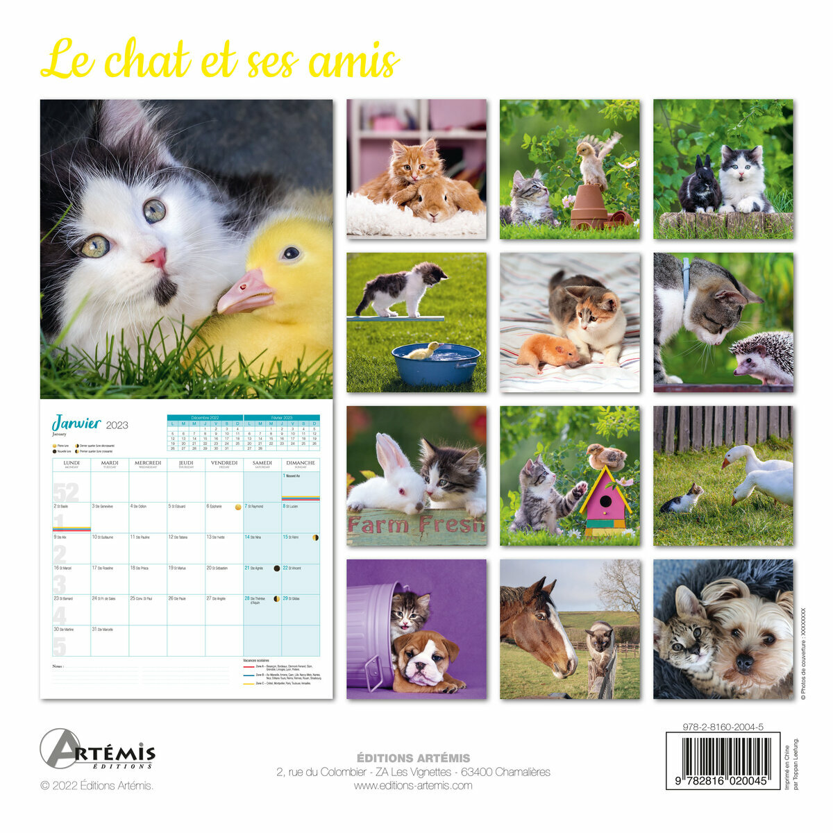 Calendrier 2023 Chat et ses amis