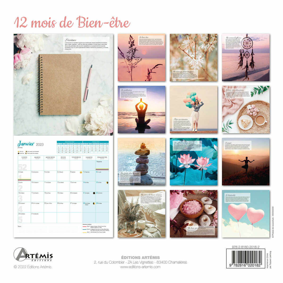 Calendrier 2023 12 mois de Bien-être