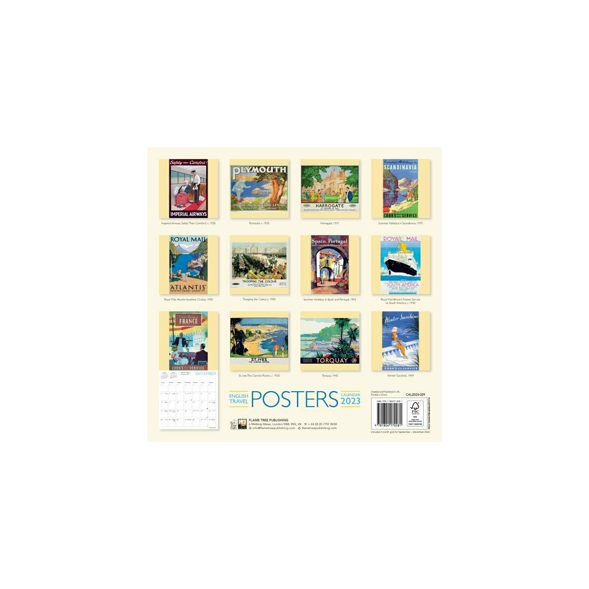 calendrier affiches de voyage anglais 2023