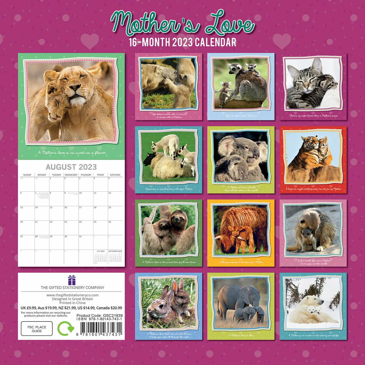 Calendrier 2023 Bébés Calendrier 2023 Maman Et Leur Bébé Animaux