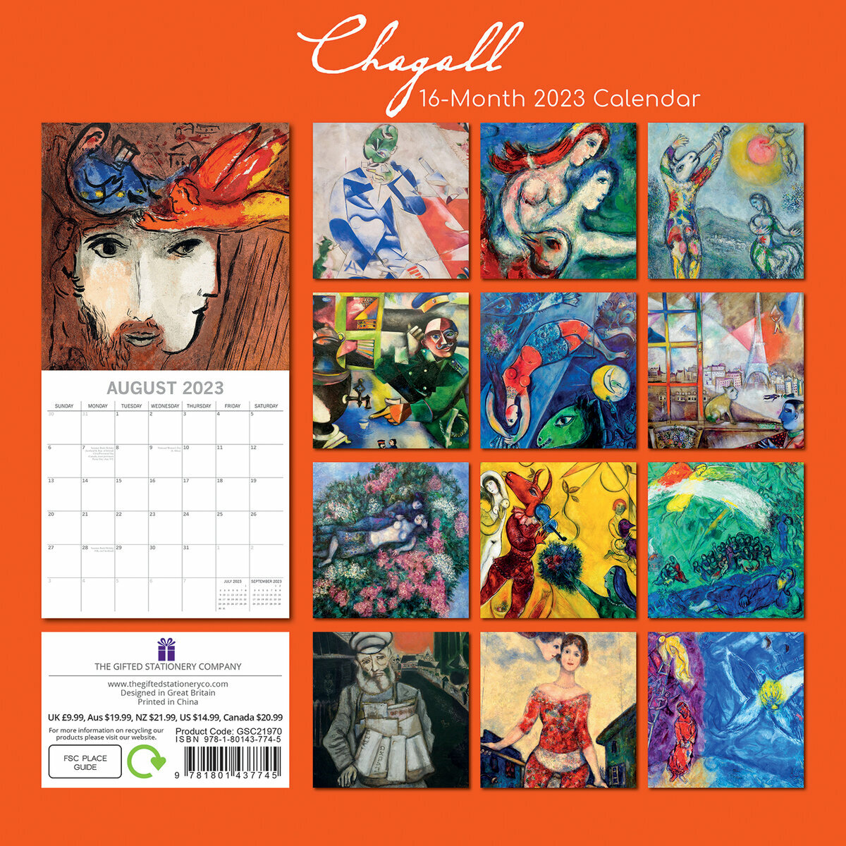Calendrier 2023 Humoristique Calendrier Marc Chagall 2023
