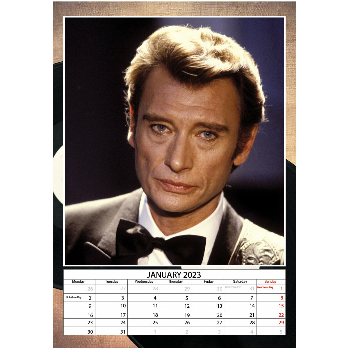 Calendrier 2023 Johnny Hallyday format A3