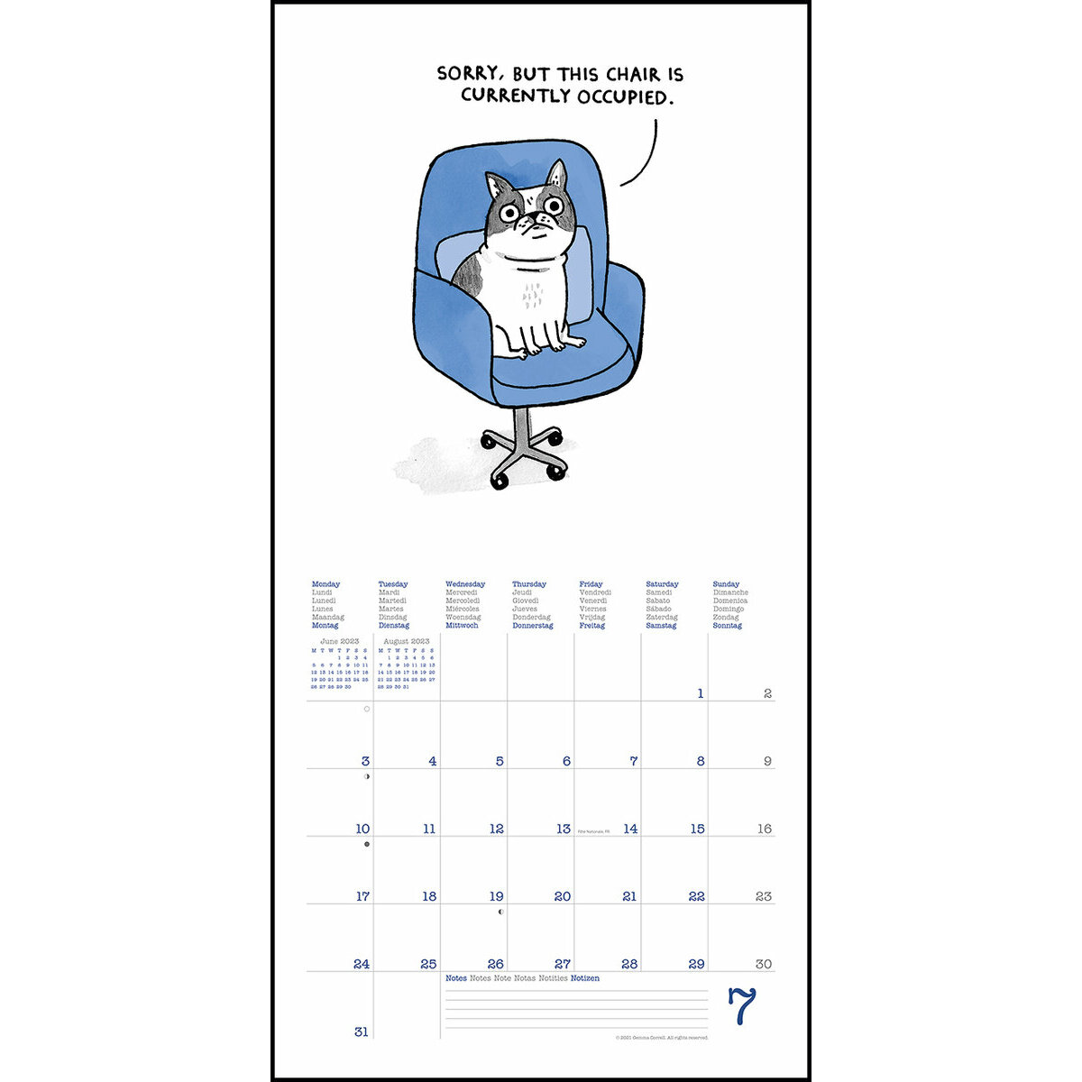calendrier BD humour chat - a dog's life 2023