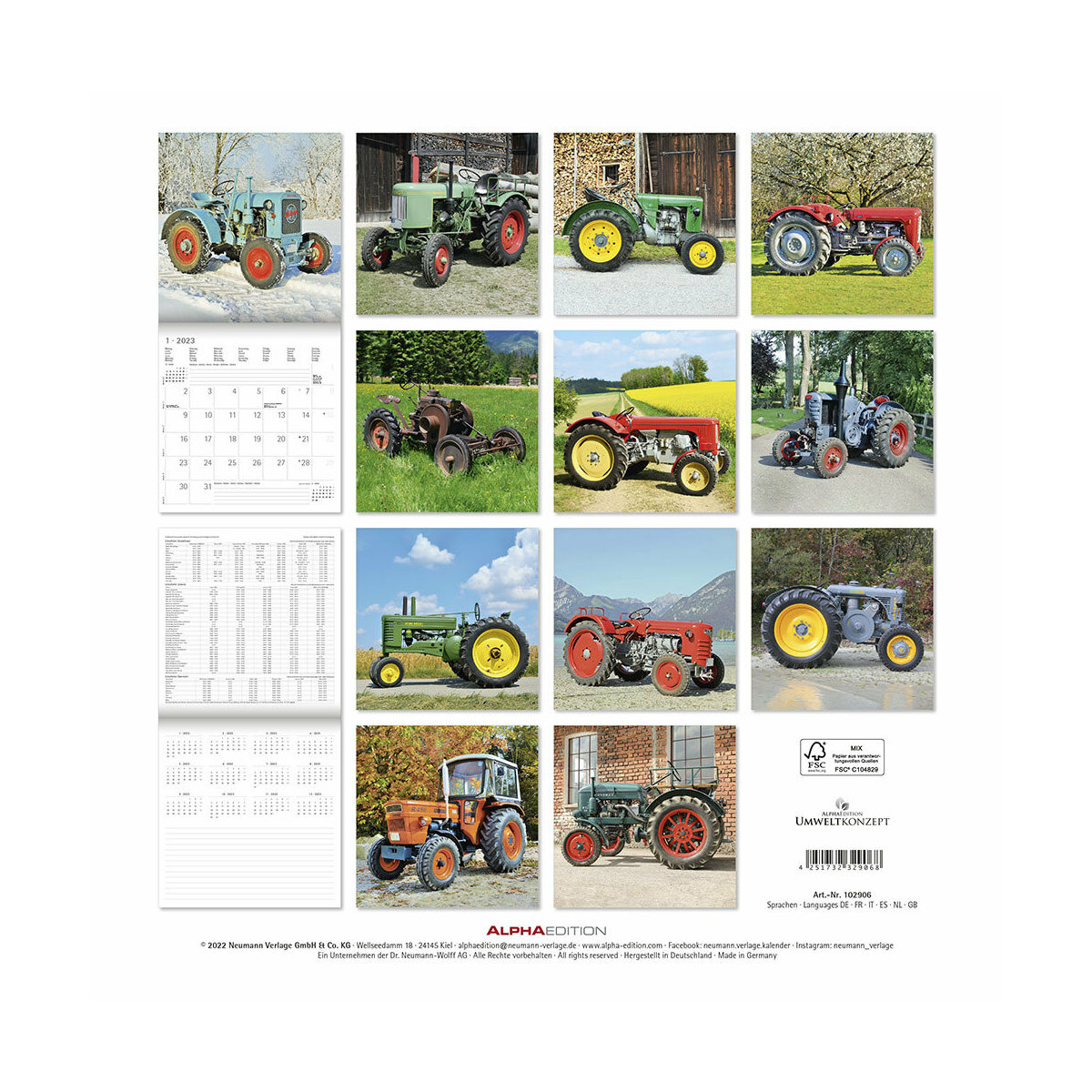 Calendrier 2023Tracteur retro
