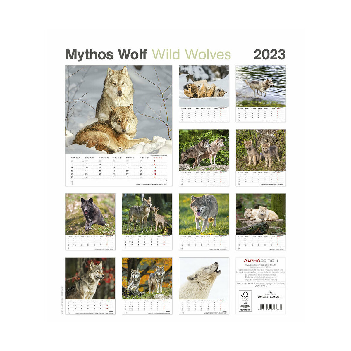Calendrier Mural 2023 Loup