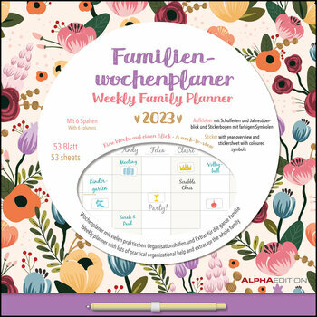 Calendrier familial par semaine 2023 à fleur