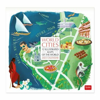 Calendrier 2023 Carte retro des plus grands villes du monde