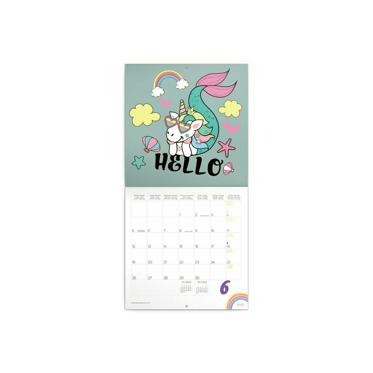 Calendrier 2023 Licorne avec Tatouages éphémères