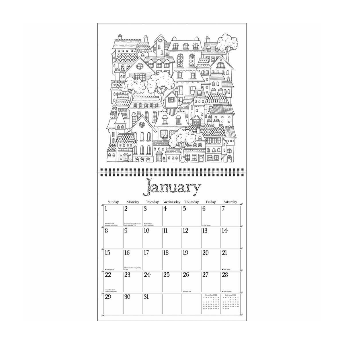 Calendrier 2023 Coloriage Fleurs de Johanna basford