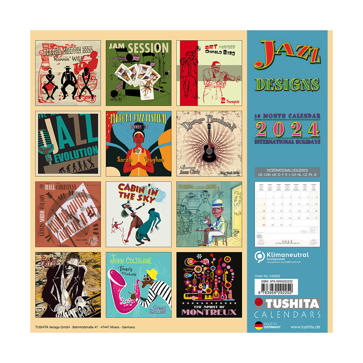 Calendrier 2024 affiche jazz vintage