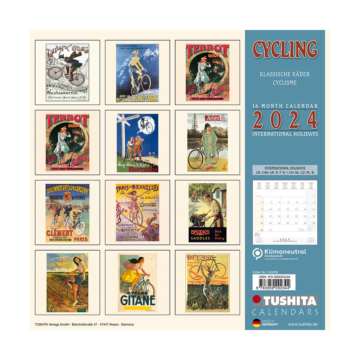 Calendrier 2024 Affiche retro cyclisme