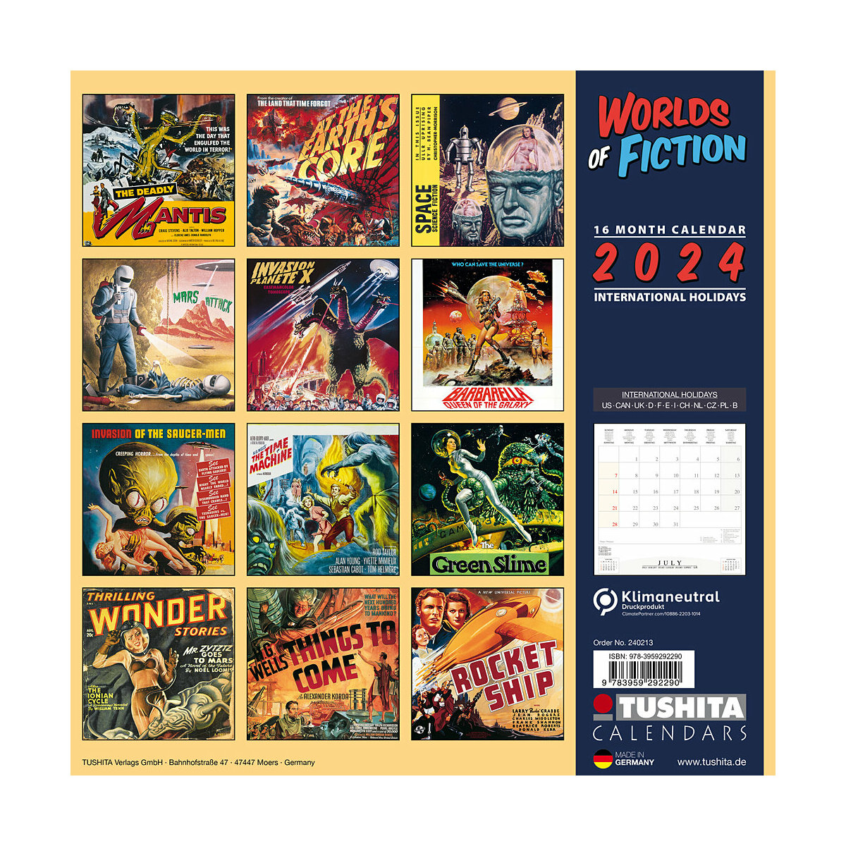 Calendrier 2024 Affiche vintage film science fiction