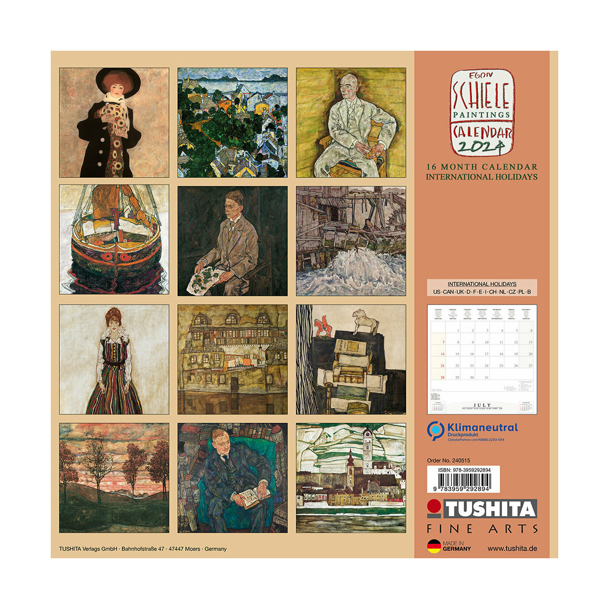 Calendrier 2024 Egon schiele peinture