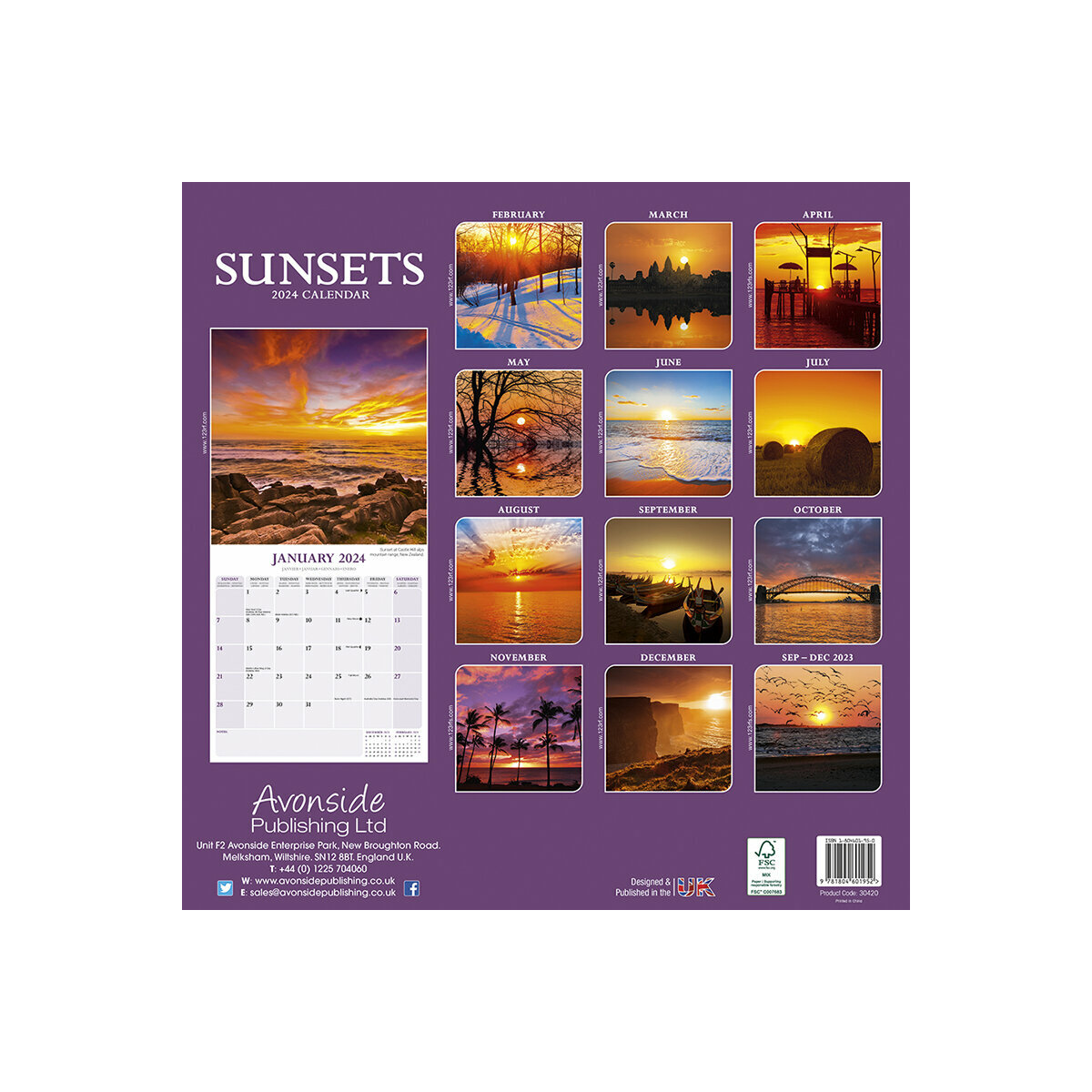 Calendrier 2024 Coucher de soleil